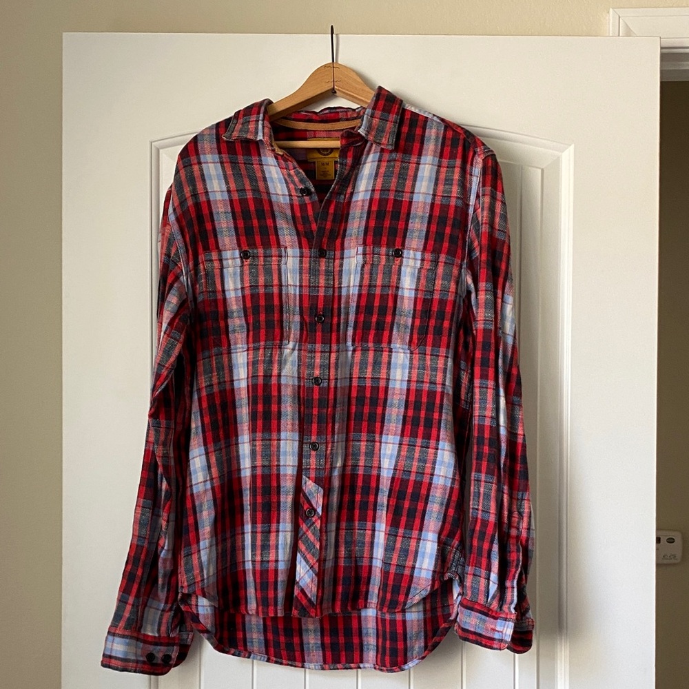Men's Red and Black Plaid Shirt